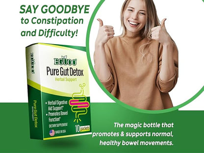 Pure Gut Detox - Colon Cleanse Cleanser Detox Cleanse Gut Cleanse for Women Men with Senna, Cascara Sagrada, Digestive Enzymes, Probiotic Blend and Prebiotic - Bloating and Constipation Relief