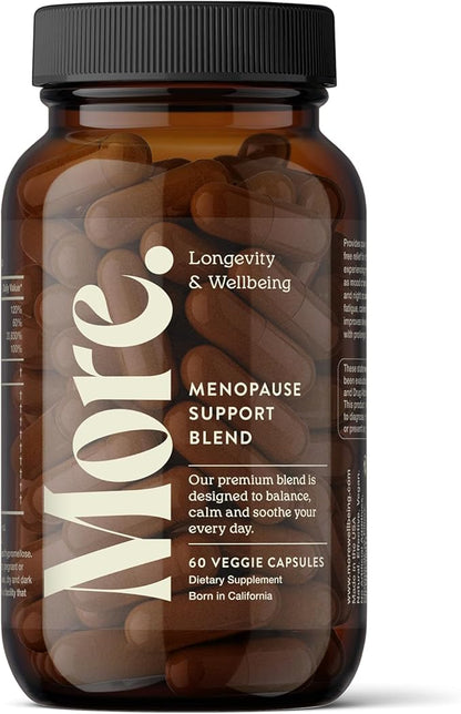More. Longevity & Wellbeing Menopause Support – Potent Extract-Based Formula for Night Sweats, hot Flashes, and Balance. Hormone Free. No fillers. Third-Party Tested. 60 Capsules.