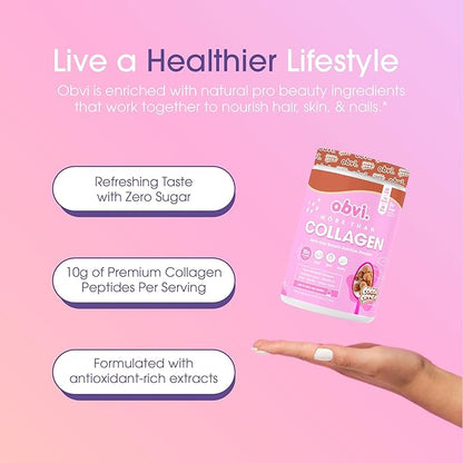 Obvi More Than Collagen Powder | Supports Healthy Hair, Skin, Nails, Joints, Gut | Grass-Fed Multi Collagen Supplement with Hyaluronic Acid, Biotin, Keratin | Cocoa Cereal, 30 Servings