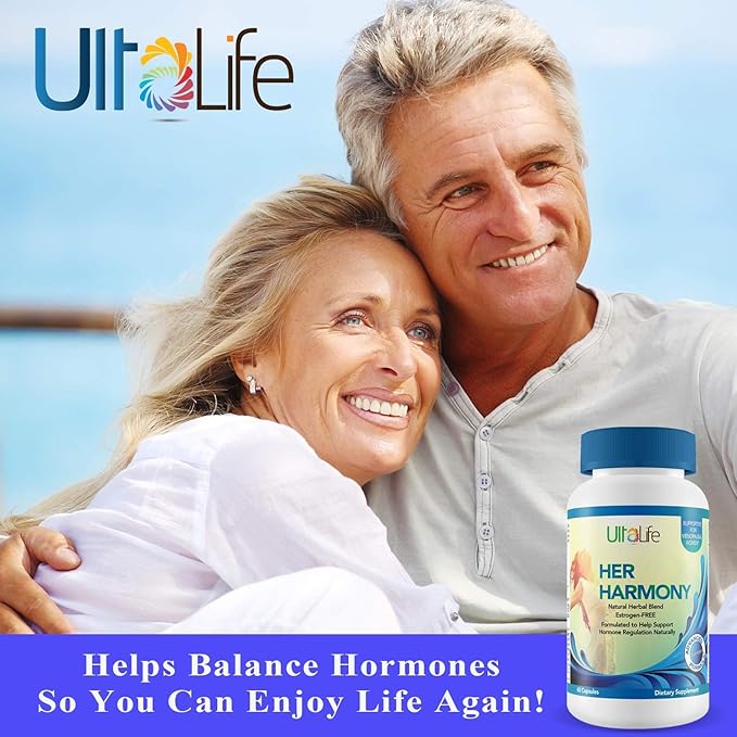 Her Harmony Menopause Supplements for Women - Hot Flashes Menopause Relief & Hormone Balance for Women - Contains Black Cohosh, Dong Quai, Red Clover & More - Estrogen Free - 120 Capsules