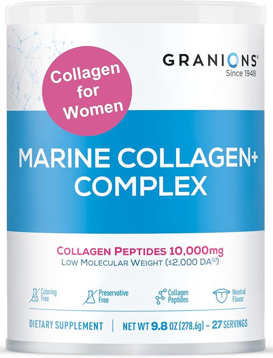 Marine Collagen Powder Supplement - 10g Type I Hydrolyzed Collagen Peptides with Natural Acerola Vitamin C Antioxidant- Pro-Aging Hair, Skin and Nails Vitamins for Women Supplements - 9.8oz