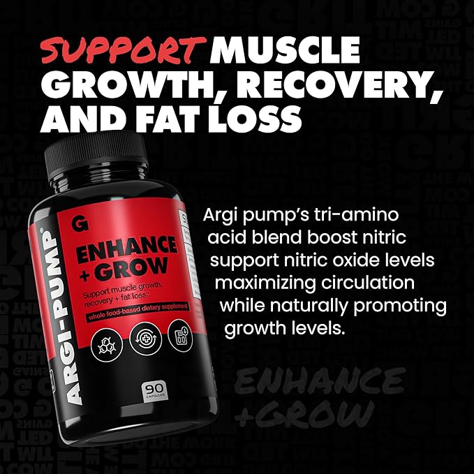 Gains in Bulk L Arginine Amino Acids Supplement for Nitric Oxide Support, Supplements for Men with L-Arginine, L Citrulline and L Ornithine, Muscle Pump, Energy and Heart Health Support, 90 Capsules