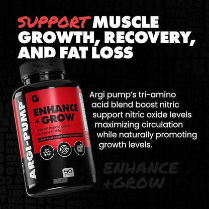 Gains in Bulk L Arginine Amino Acids Supplement for Nitric Oxide Support, Supplements for Men with L-Arginine, L Citrulline and L Ornithine, Muscle Pump, Energy and Heart Health Support, 90 Capsules