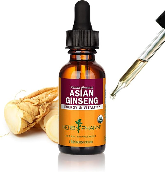Herb Pharm Asian (Panax) Ginseng Liquid Extract for Energy and Stamina Support - 1 Ounce