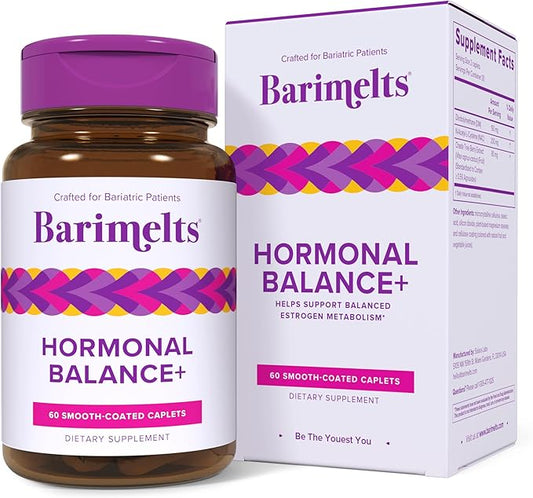 BariMelts Hormonal Balance+ for GLP-1 Users and Bariatric Patients - DIM, NAC & Chasteberry Supports Hormone Balance for Women - 60 Smooth-Coated Caplets (1-Month Supply)