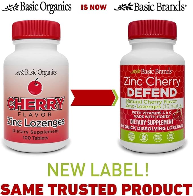– Zinc Cherry Defend - 100 Lozenges - Natural Cherry Flavor Zinc–Lozenges - Immune Boost, Cold Relief, Non-GMO, Zinc Acetate & Vitamin C - 2-Pack