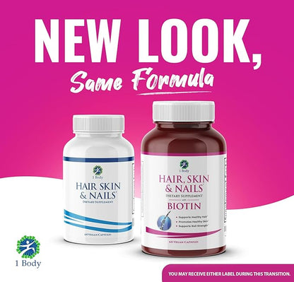 Hair, Skin and Nails Vitamin Supplement with Biotin, Each Bottle Contains 26 Essential Vitamins, 3 Bottle Pack, Growth Formula for Men and Women