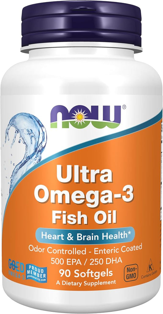 NOW Foods Supplements, Ultra Omega-3 Molecularly Distilled and Enteric Coated, 90 Softgels