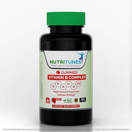 Vitamin B Complex Gummies (90 Count) - Vitamin Supplement for Energy Metabolism & Brain Health Support - Non-GMO & Allergen-Free - Strawberry Flavor - 90 Day Supply