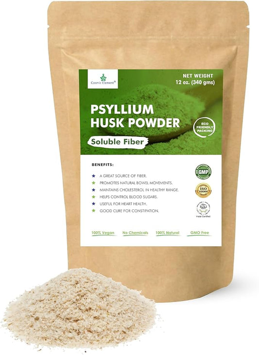 100% Pure Psyllium Husk Powder Organic - Fiber Supplement Powder | Psyllium Fiber Powder for Regularity and Keto Baking | Finely Ground Psyllium Husk Powder for Baking and Bread - 12 oz