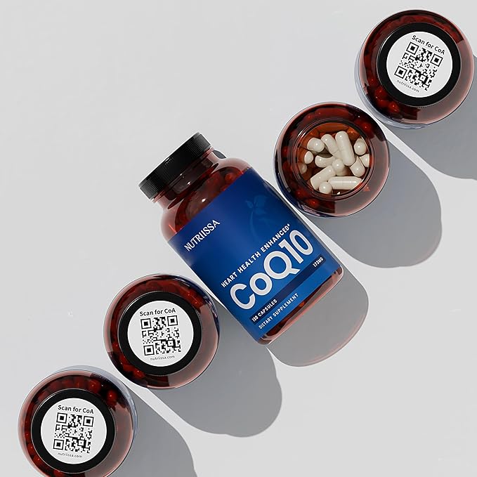 Nutriissa CoQ10 173 mg – Heart Health, Cellular Energy, and Antioxidant Support – EPEB Certified for Purity & Potency – 4-Month Supply - 120 Vegan Capsules