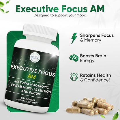 12-in-1 Natural Nootropic Brain Support Supplement with Shilajit, Choline, Alpha GPC, Ashwagandha, Theobromine, L Theanine, Natural Caffeine for Memory, Energy, Focus 30 Day Supply