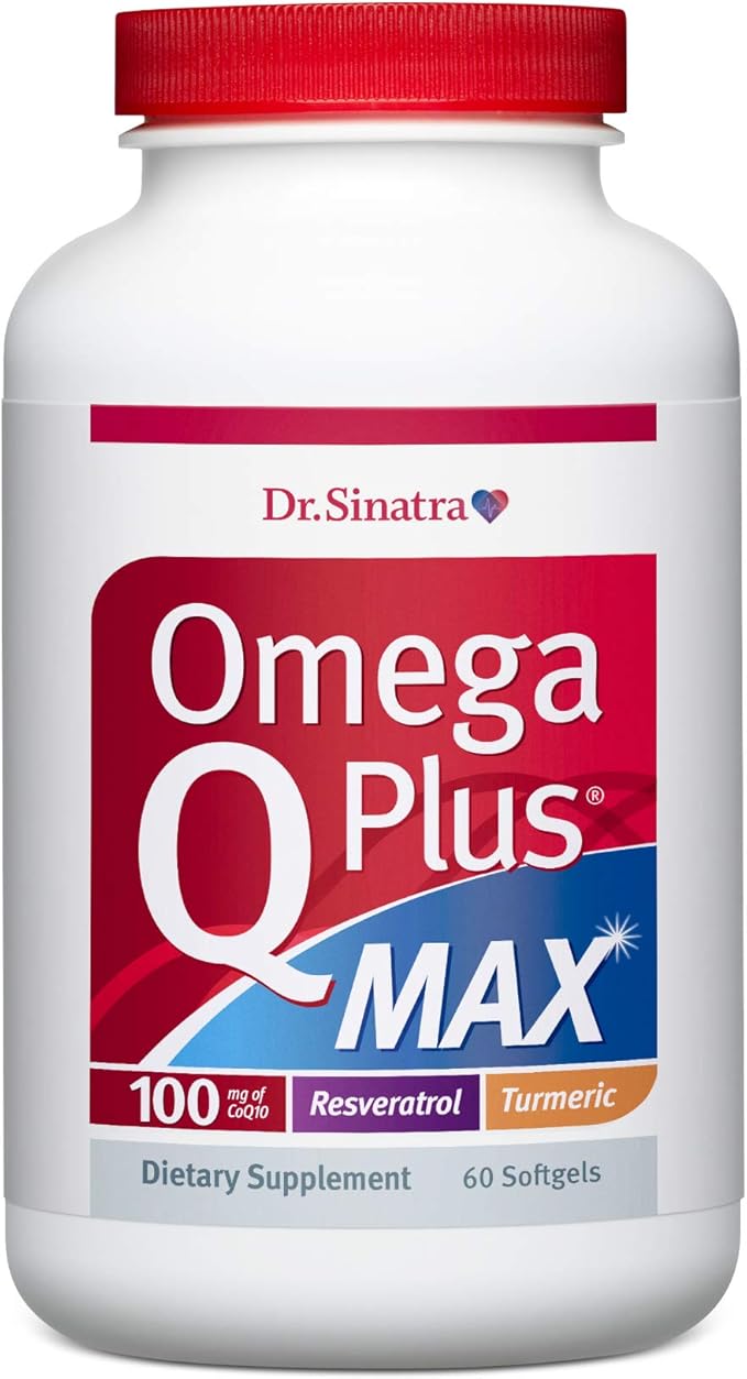 Dr. Sinatra Omega Q Plus MAX – Advanced Heart Health and Healthy Aging Support with 100mg of CoQ10 and Turmeric (60 softgels | 30-Day Supply)