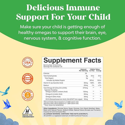 Bundle of Omega 3 Gummies for Kids, Tasty & Delicious and Liquid Multivitamin for Kids Immunity Support - Perfect DHA Omega 3,6,9 Gummies - Liquid Multivitamin Drops with DHA for Kids