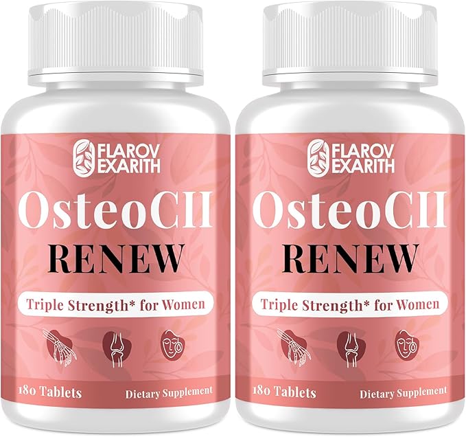 Joint Supplements for Women OsteoCII Renew Triple Strength – Advanced Joint, Bone & Skin Formula – Collagen, Glucosamine, Chondroitin, Calcium, MK-7, Vitamin D3, Hyaluronic Acid, 180 Tablets