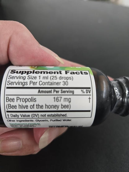Organika Bee Propolis Tincture 30 ml: Vegan Propolis Extract - Throat and Breathing - Free of Gluten, GMO, & Artificial Flavors - 10 Day Prop Drops Supply