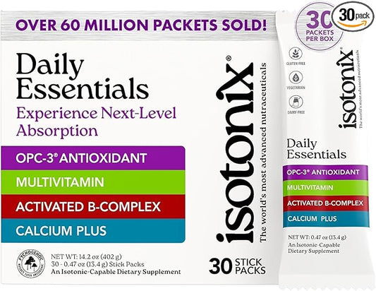 Isotonix Daily Essentials Packets – Antioxidant Supplements with OPC-3, Multivitamin, B-Complex & Calcium Plus – Gluten-Free, Non-GMO, Fast Absorption Vitamins for Energy, Immunity, and Bone Health