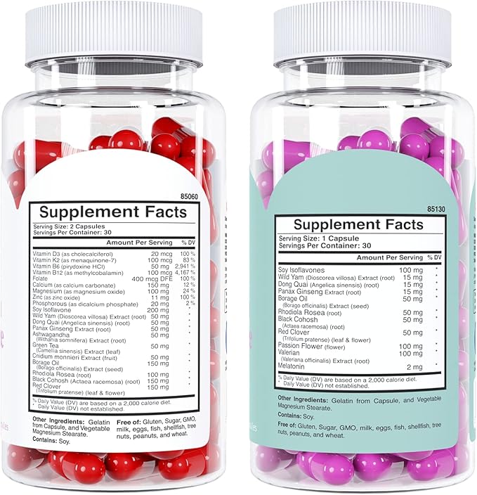 Knockout Menopause AM/PM Natural Relief Bundle Menopause Supplements for Women, Natural Menopause + Perimenopause Multi-Symptom Relief for Daytime and Nighttime Symptoms (1 Month Supply) (Bundle)