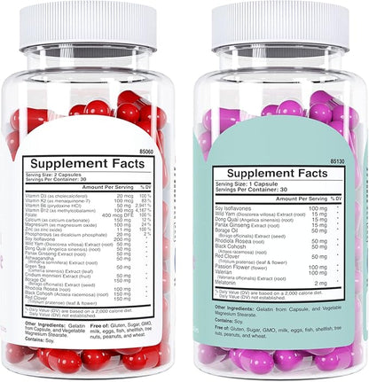 Knockout Menopause AM/PM Natural Relief Bundle Menopause Supplements for Women, Natural Menopause + Perimenopause Multi-Symptom Relief for Daytime and Nighttime Symptoms (1 Month Supply) (Bundle)