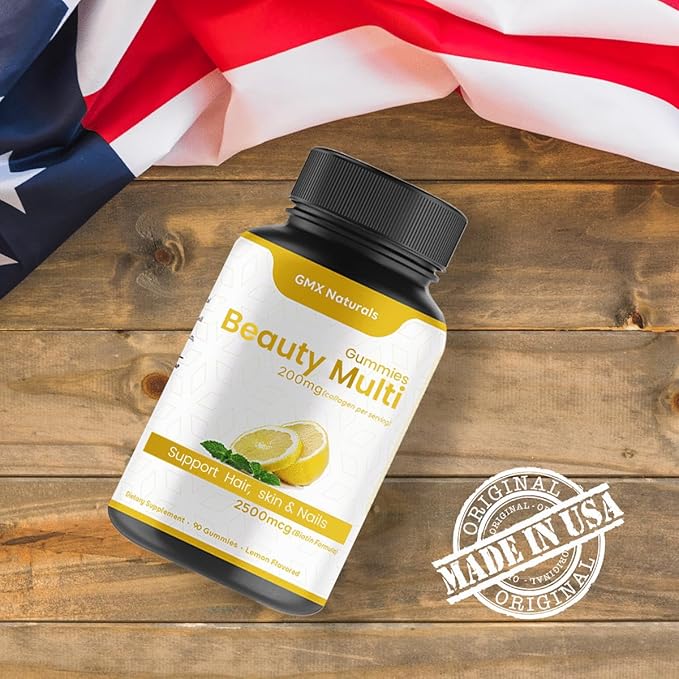 Multi Beauty Gummies for Hair & Nails 2500mcg – Lemon Flavor, 90 Count – Daily Multivitamins Gummies for Men, Women, and Kids