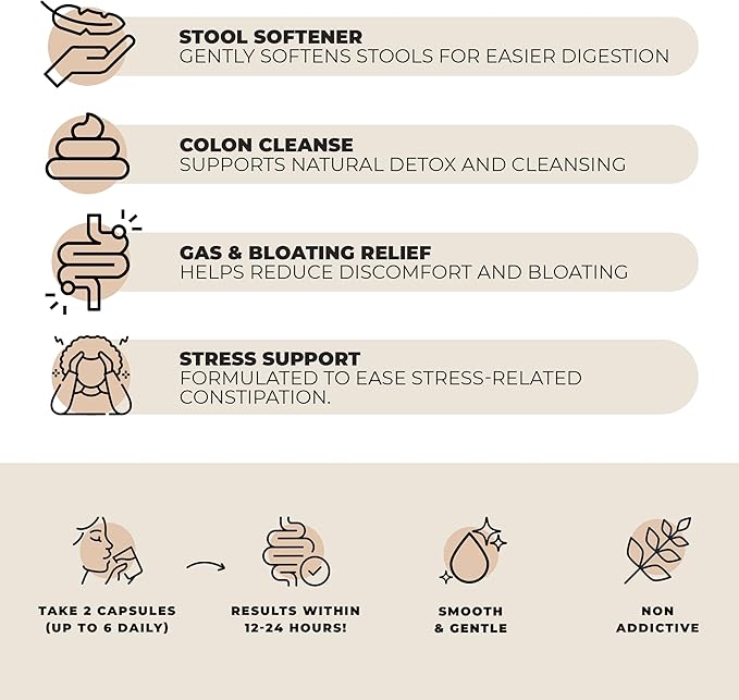 DigestLive Stress Constipation Relief Laxative for Women, 30 Capsules,100% Herbal Stool Softener - Female Gentle Natural Colon Cleanse, Detox, Bloating & Gas, Fast-Acting, Vegan, Gluten & GMO-Free