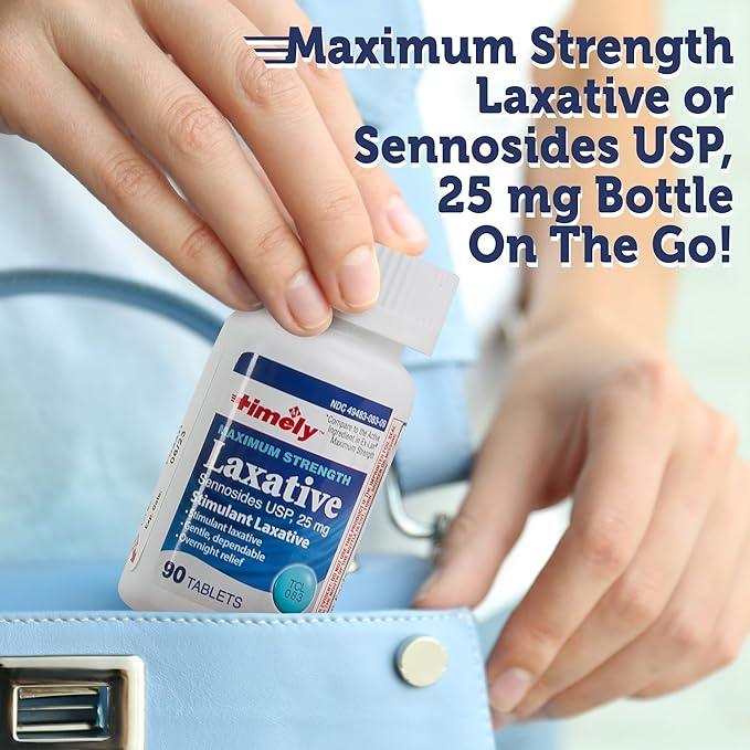 Timely - Max Lax Laxatives - 90 Maximum Strength Tablets - 25mg Sennosides Laxative - Compare to Ex-Lax Maximum Strength - Occasional Constipation Relief, Best Laxatives for Constipation Fast Acting