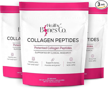 FORTIBONE Premium Bone Health Collagen Peptides w/Fortigel, Verisol, Tendoforte | Clinically-Supported for Bones Joints Skin Hair Nails| Hydrolyzed Collagen Complete Anti-Aging Formula | 3 Pack