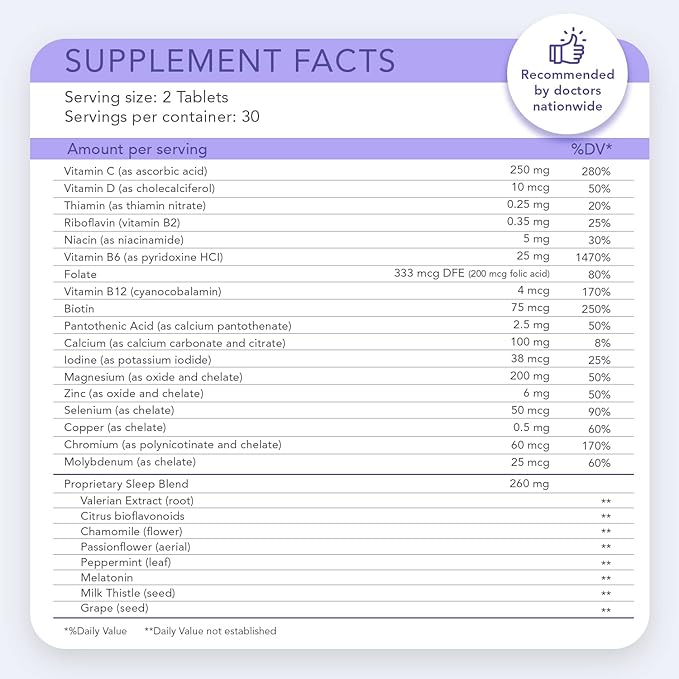 Sleep - 60 Ct | Relax and Fall Asleep Naturally, Wake up Refreshed | NASA Codeveloped Sleep Aid with Valerian Root, Passionflower, Magnesium, Melatonin, Soothing Herbs for Overnight Recovery