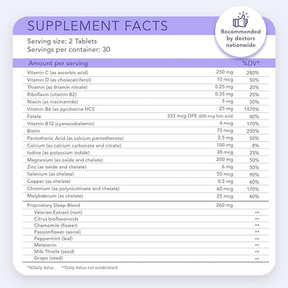 Sleep - 60 Ct | Relax and Fall Asleep Naturally, Wake up Refreshed | NASA Codeveloped Sleep Aid with Valerian Root, Passionflower, Magnesium, Melatonin, Soothing Herbs for Overnight Recovery