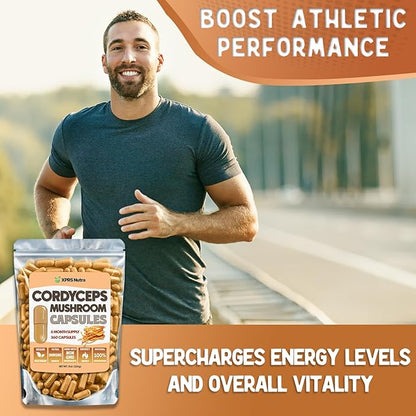 XPRS Nutra Cordyceps Mushroom Powder Capsules - 360 Count (180 Day Supply) - Our Premium Cordyceps Mushroom Capsules Contain Real Mushrooms (Cordyceps Sinensis) to Support Stamina and Performance