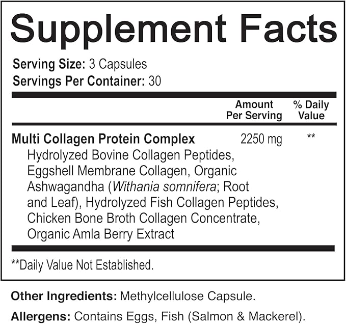 NutriFlair Multi Collagen Peptides 2250mg, 90 Capsules - Type I, II, III, V, X - Collagen Supplements Complex Powder Pills for Women and Men - Hydrolyzed Protein, Healthy Hair, Skin, Nails - Non-GMO