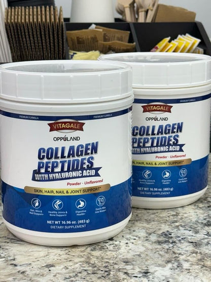 Collagen Peptides Powder with Hyaluronic Acid – Hydrolyzed Protein for Men & Women – Unflavored Collagen Supplement – Clean & Simple Ingredients – Skin Hair Nail & Joint Support - 483 g