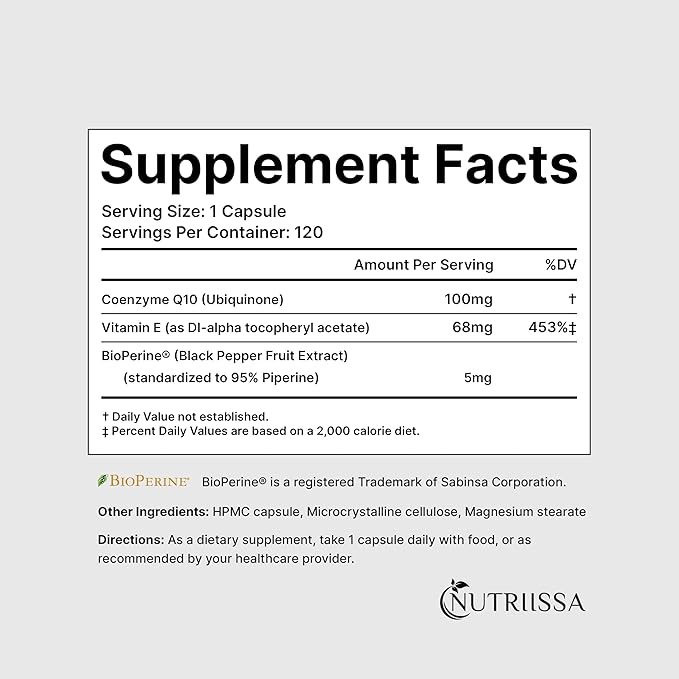 Nutriissa CoQ10 173 mg – Heart Health, Cellular Energy, and Antioxidant Support – EPEB Certified for Purity & Potency – 4-Month Supply - 120 Vegan Capsules