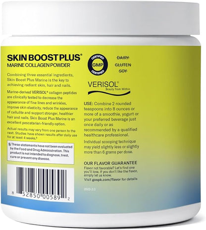 Marine Skin Boost Plus (No Flavor) [30-Serves] | Collagen Powder Supplement with Marine-derived VERISOL Bioactive Hydrolyzed Collagen Peptides, Vitamin C & Hyaluronic Acid