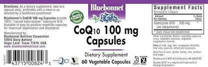 BlueBonnet CoQ-10 Vegetarian Capsules, 100 mg, 60 Count