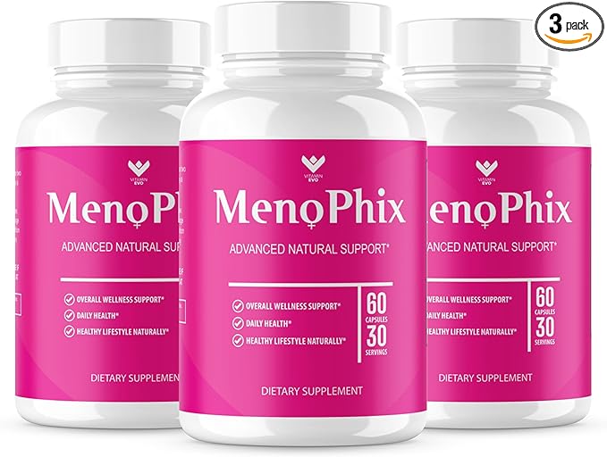 (3 PACK) MenoPhix Menopause Natural Support Capsules - Meno Phix Supplement, Meno Phix Menopause, MenoPhix Supplements for Women Natural Support, MenoPhix Reviews (180 Capsules) 3 Month Supply