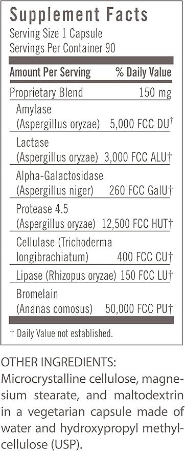 Udo's Choice Flora - Immediate Support Digestive Enzymes - Supports Lactose Digestion, Bloating, Heartburn & Gas - Contains 7 Enzymes - Gluten-Free - 90 Vegetarian Capsules