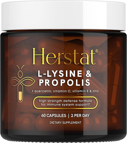 L-Lysine & Propolis Supplements |High Potency L Lysine Immune Support Formula with 5:1 Propolis Extract, Quercetin, VIT C, VIT E and Zinc