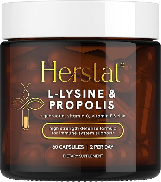 L-Lysine & Propolis Supplements |High Potency L Lysine Immune Support Formula with 5:1 Propolis Extract, Quercetin, VIT C, VIT E and Zinc