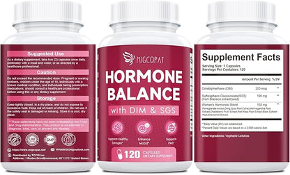 Hormone Harmony for Women with DIM, SGS 100mg, Women's Hormone Blend | Hormone Balance for Women | Estrogen Support, Mood Swings, PMS Relief, Menopause - 120 Capsules