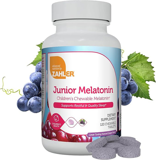Zahler 1MG Children's Melatonin for Kids - Sleep Support and Quality Rest for Ages 4+ Delicious Natural Grape Flavor - Non GMO Kosher Low Dose Childrens Melatonin 1 MG (120)