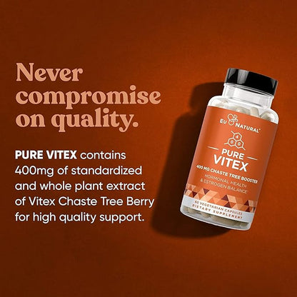 Vitex Pure 400 Mg Chasteberry – Natural PMS Support, Balance Hormones, Regulate Cycle, Promote Skin Health – Full-Spectrum & Standardized – 60 Vegan Soft Capsules