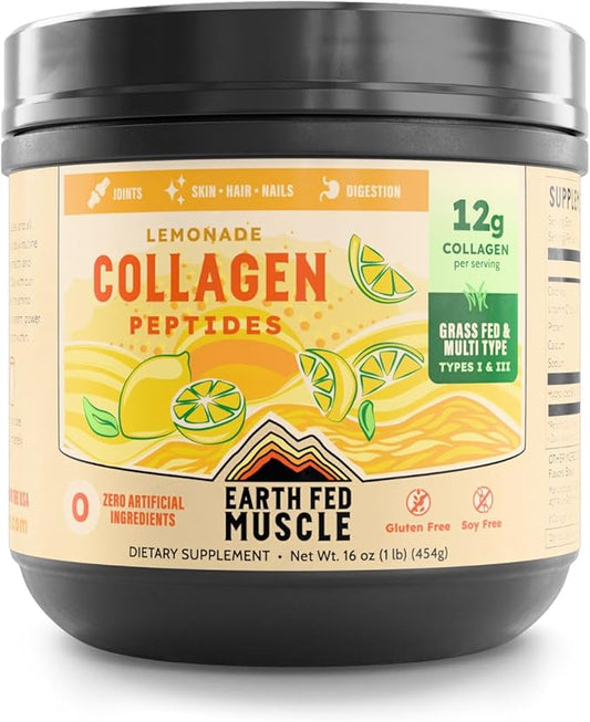 Earth Fed Muscle Lemonade Collagen Peptides - Hair, Skin, Joints, 33 Servings