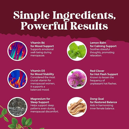 Complete Herbal Menopause Supplement for Women - Soy Free Female Hormone Balance Capsules for Night Sweats, Hot Flashes & Mood Swings with Dong Quai, Chaste Berry & Black Cohosh Root - 75 Count Pack