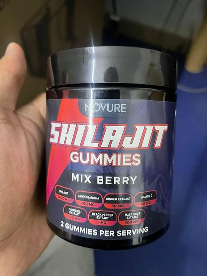 Pure Himalayan Shilajit Gummies, No Added Sugar, Ashwagandha, Maca Root, Turmeric Extract with Vitamin C, Non-GMO, 100% Natural & Organic (60 Count, Mix Berry)