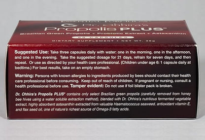 Dr. Ohhira's Propolis Plus 60 Capsules with Brazilian Green Propolis, Probiotic Extract and Astaxanthin