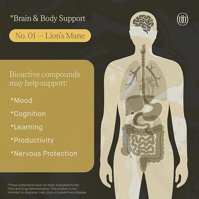 Lions Mane Extract - Double Extracted Fruitbody Mushroom Tincture, Natural Support for Mental Clarity, Brain Function, Memory, Cell Regeneration, Creativity & Mood (60 Servings)
