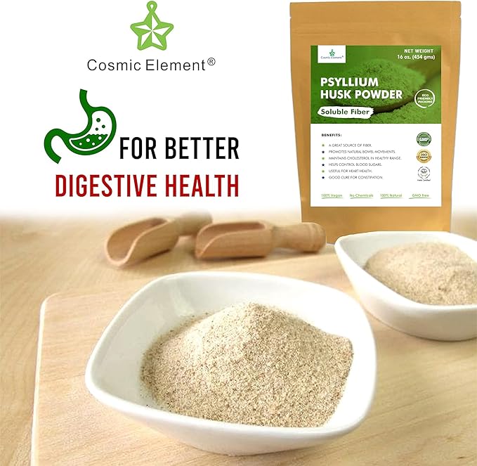 100% Pure Psyllium Husk Powder Organic – Finely Ground Fiber Supplement for Regularity & Keto | Psyllium Husk Powder for Baking and Gluten-Free Bread – 16 oz