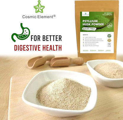 100% Pure Psyllium Husk Powder Organic – Finely Ground Fiber Supplement for Regularity & Keto | Psyllium Husk Powder for Baking and Gluten-Free Bread – 16 oz