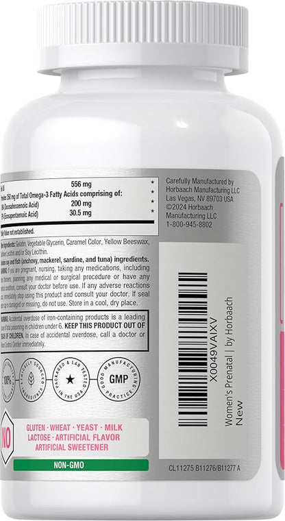 Horbäach Women's Prenatal Multivitamin with DHA, Iron and Folic Acid | 70 Softgels | Non-GMO & Gluten Free